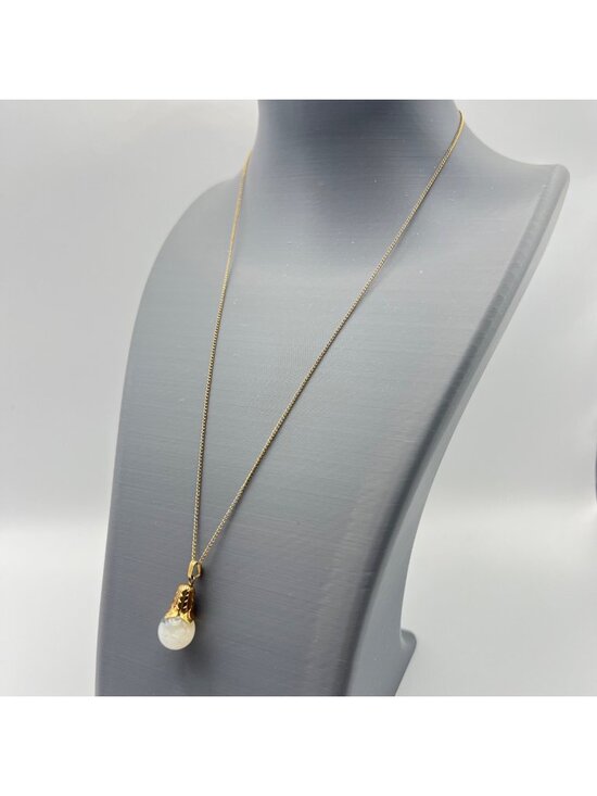 Jewelry - Vintage Gold Filled Pendant Necklace Floating Opal Chip 1/20 12K Glass Orb